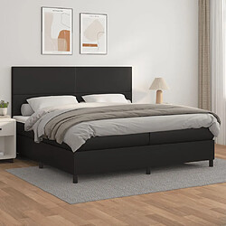 vidaXL Sommier à lattes de lit avec matelas Noir 200x200 cm Similicuir