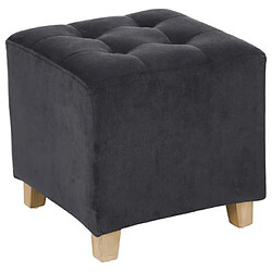 Pouf en MDF et polyester, velours gris trend - Dim : L.35 x l.35 x H.35 cm -PEGANE-