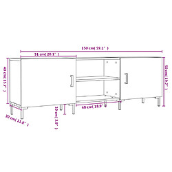 vidaXL Meuble TV blanc brillant 150x30x50 cm bois d'ingénierie pas cher