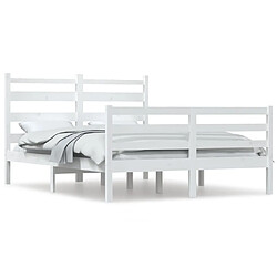 Maison Chic Lit adulte - Lit simple Cadre de lit,Structure du lit Contemporain Bois de pin massif 140x200 cm Blanc -MN98023