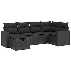 vidaXL Salon de jardin 6 pcs avec coussins noir résine tressée