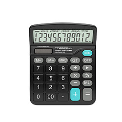 Calculateur de bureau électronique avec une grande affichage à 12 chiffres de la batterie solaire de l'écran LCD de bureau de bureau Finance Calculatrice Noir