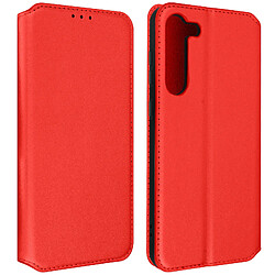 Avizar Housse pour Samsung Galaxy S23 Plus Clapet Porte-carte Support Vidéo rouge