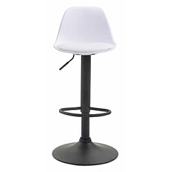 Decoshop26 Lot de 2 tabourets de bar moderne et confortable assise en PVC blanc coque en plastique et pieds en métal noir 10_0004237