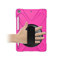 Avis Coque en TPU Combo en forme de X avec dragonne et béquille pivotante à 360 degrés rose pour Apple iPad 9.7 pouces (2018)/(2017)