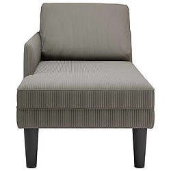 Avis vidaXL Chaise longue avec coussin gris clair tissu en velours côtelé