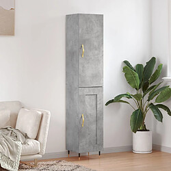 vidaXL Buffet haut Gris béton 34,5x34x180 cm Bois d'ingénierie