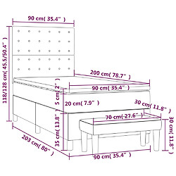 vidaXL Sommier à lattes de lit avec matelas Gris clair 90x200 cm Tissu pas cher