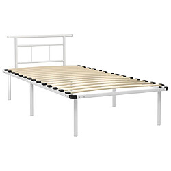 Maison Chic Lit adulte - Lit simple Cadre de lit,Structure du lit Contemporain Blanc Métal 100x200 cm -MN18204