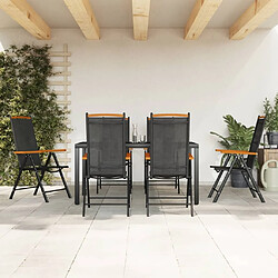 Maison Chic Ensemble de salle à manger de jardin 7 pcs,Table et chaises d'extérieur noir aluminium -GKD713449