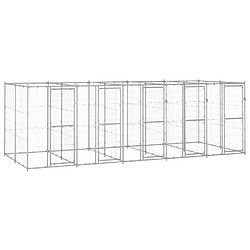 Helloshop26 Chenil extérieur cage enclos parc animaux chien extérieur acier galvanisé 12,1 m² 02_0000405