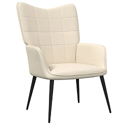 vidaXL Chaise de relaxation avec tabouret Crème Tissu