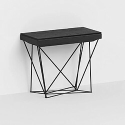 Inside 75 Table console extensible EXCEL pieds métal plateau noir largeur 120cm