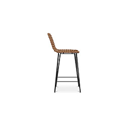 Acheter ICONIK INTERIOR Tabouret de bar en osier - Boho Bali Design -65cm - Catori Bois naturel