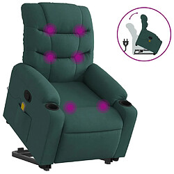 vidaXL Fauteuil inclinable de massage Vert foncé Tissu