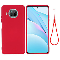 Coque en silicone plaine avec sangle rouge pour votre Xiaomi Mi 10T Lite 5G