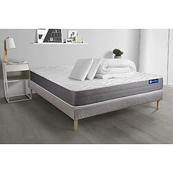 ACTISOM Pack prêt à dormir matelas ACTILATEX DREAM Latex et mémoire de forme 200x200 cm + sommier KIT gris + 2 oreillers + couette