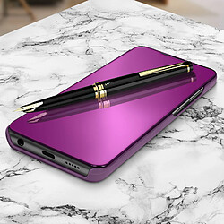 Avizar Housse Samsung Galaxy A71 Clapet Effet Miroir Support Vidéo Violet