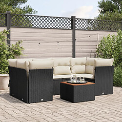 Maison Chic Ensemble Tables et chaises d'extérieur 7pcs avec coussins,Salon de jardin noir résine tressée -GKD660302