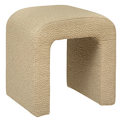 Pegane Pouf en bouclette, tabouret bouclette en MDF/polyester coloris beige - Longueur 41 x Profondeur 35.5 x Hauteur 43 cm