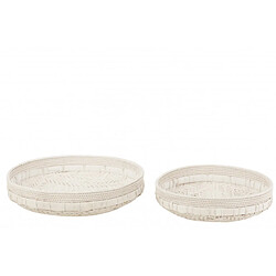 Dansmamaison Set De 2 Plat Rond Rotin Blanc