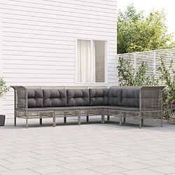 Maison Chic Salon de jardin 6 pcs + coussins - Mobilier/Meubles de jardin - Table et chaises d'extérieur Gris Résine tressée -MN23143