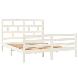 Avis Maison Chic Lit adulte 150x200cm - Cadre de lit,Structure du lit Contemporain pour chambre Blanc Bois massif très grand -MN83280