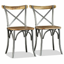 Acheter Maison Chic Lot de 2 Chaises à manger,Chaise pour cuisine,Solide Structure bois solide de manguier -MN21319