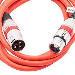 vhbw Câble lumière DMX, 2m, prise XLR mâle et femelle, 3 broches, câble PVC, rouge compatible avec éclairage scénique, projecteurs ...