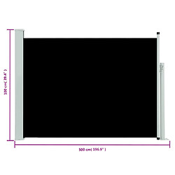 vidaXL Auvent latéral rétractable de patio 100x500 cm Noir pas cher