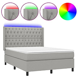 Sommier à lattes et matelas LED,Cadre à lattes de lit pour Adulte Gris clair 140x190 cm Tissu -MN21665