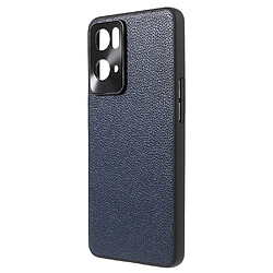 Coque en TPU + cuir véritable texture litchi, antichoc, bleu pour votre Oppo Reno7 Pro 5G