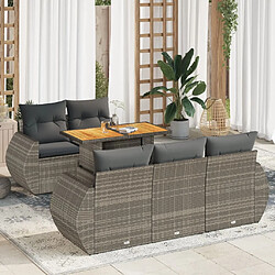 vidaXL Salon de jardin 6 pcs avec coussins gris résine tressée