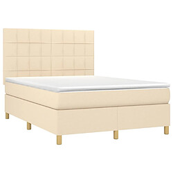 Avis Maison Chic Lit Adulte - Lit simple Lit à sommier tapissier avec matelas moelleux - Meuble de Chambre - Crème 140x190 cm Tissu -MN38510