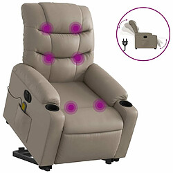 Maison Chic Fauteuil Relax pour salon, Fauteuil inclinable de massage électrique cappuccino similicuir -GKD70445