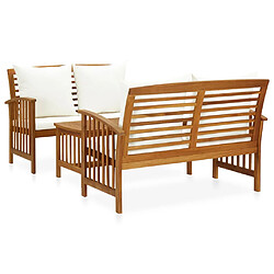 vidaXL Salon de jardin 3 pcs avec coussins Bois d'acacia massif