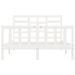 Maison Chic Lit Moderne Chambre - Cadre/structure de lit pour adulte Blanc Bois de pin massif 140x200 cm -MN69631 pas cher