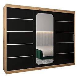 Abiks Meble Armoire PROMO V2 À Portes Coulissantes 200/250/62 3 Portes (Artisan/Noir)