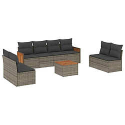 Maison Chic Salon de jardin 9 pcs avec coussins | Ensemble de Table et chaises | Mobilier d'Extérieur gris résine tressée -GKD81179