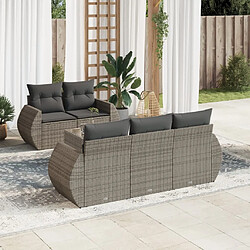 vidaXL Salon de jardin 6 pcs avec coussins gris résine tressée