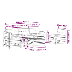 vidaXL Salon de jardin 6 pcs avec coussins Bois de pin massif pas cher