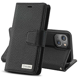 Etui en PU texture litchi, magnétique avec support pour votre iPhone 14 Plus - noir