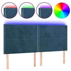 Maison Chic Tête de lit moderne à LED lumineuse pour chambre - Décoration de lit Bleu foncé 160x5x118/128 cm Velours -MN50182