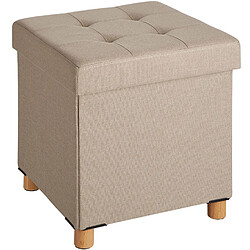 Helloshop26 Pouf tabouret coffre de rangement pliable 40 cm beige 08_0000336