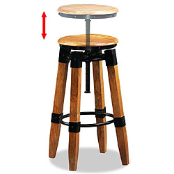 vidaXL Tabourets de bar lot de 2 bois de manguier massif