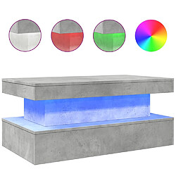 Maison Chic Table basse pour salon | Table à café avec lumières LED gris béton 90x50x40 cm -GKD45871