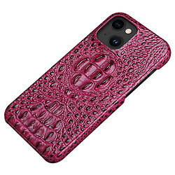 Coque en TPU + cuir véritable texture crocodile pour votre iPhone 14 - rouge vin