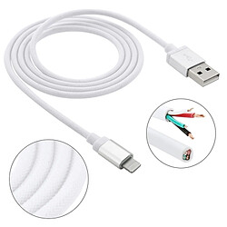 Wewoo Câble blanc pour iPhone X / 8 & 8 Plus / 7 & 7 Plus / 6 & 6s & 6 Plus & 6s Plus / iPad 1m Net Style Haute Qualité Métal Tête Lightning à USB Données / Chargeur Câble,