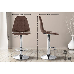 Avis Decoshop26 Tabouret de bar x1 avec repose-pieds hauteur réglable pivotant assise en tissu marron cadre métallique chromé 10_0004843