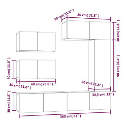 vidaXL Ensemble de meubles TV 6 pcs Gris béton Bois d'ingénierie pas cher